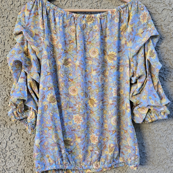 CeCe Spring Floral Ruffle Sleeve Blouse - Picture 7 of 8